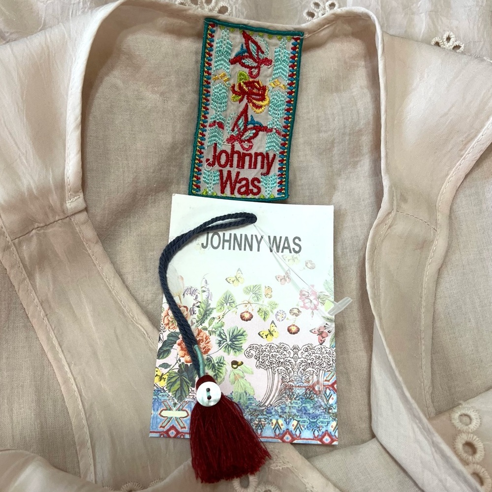 Johnny Was NWT Pale Pink Embroidered Boho Sleeveless Tunic Top Women’s Small - Picture 9 of 11